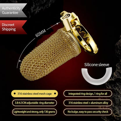 FetLife Hauberk Chastity Cage --- Saint Gold
