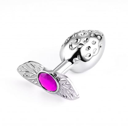 Icy Strawberry · Gemstone Romance – Aluminum Alloy Cooling Silver Anal Plug
