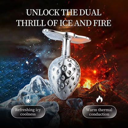Icy Strawberry · Gemstone Romance – Aluminum Alloy Cooling Silver Anal Plug