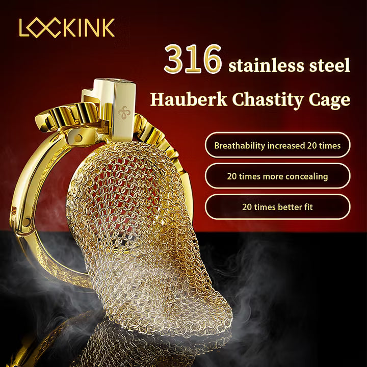 FetLife Hauberk Chastity Cage --- Saint Gold