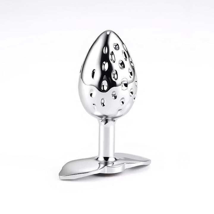 Icy Strawberry · Gemstone Romance – Aluminum Alloy Cooling Silver Anal Plug