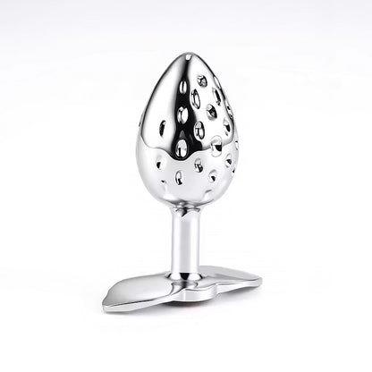 Icy Strawberry · Gemstone Romance – Aluminum Alloy Cooling Silver Anal Plug