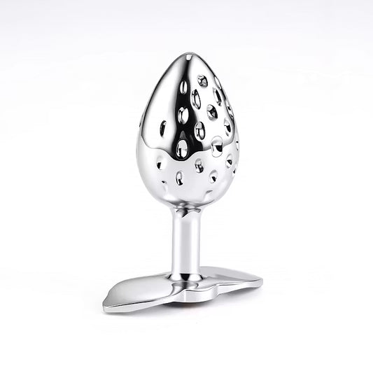 Icy Strawberry · Gemstone Romance – Aluminum Alloy Cooling Silver Anal Plug