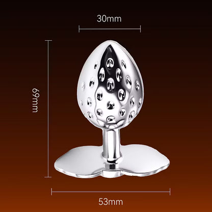 Icy Strawberry · Gemstone Romance – Aluminum Alloy Cooling Silver Anal Plug