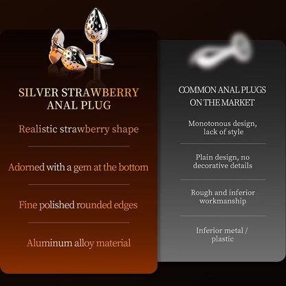 Icy Strawberry · Gemstone Romance – Aluminum Alloy Cooling Silver Anal Plug