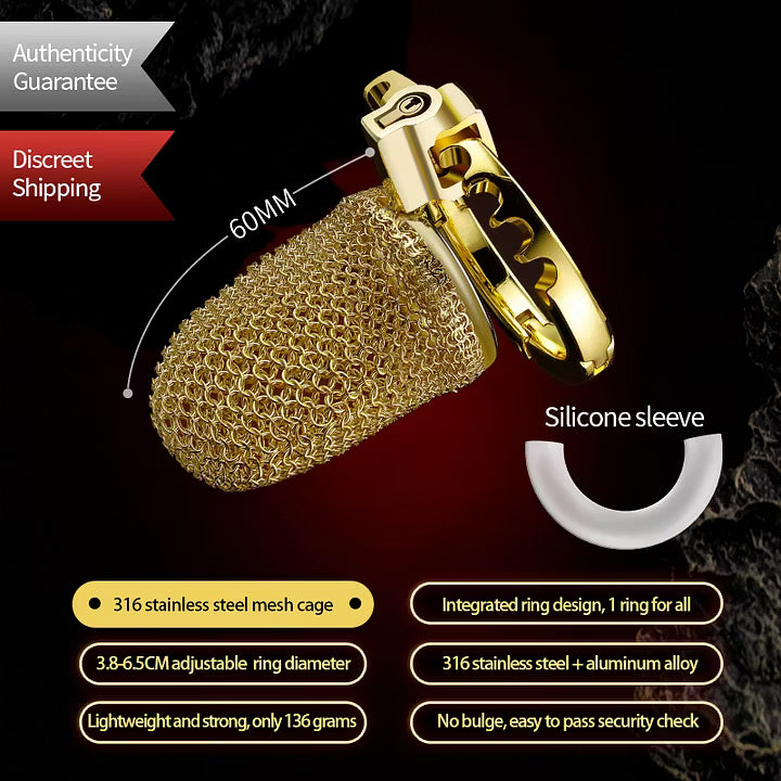 FetLife Hauberk Chastity Cage --- Saint Gold