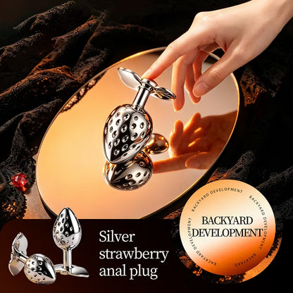 Icy Strawberry · Gemstone Romance – Aluminum Alloy Cooling Silver Anal Plug